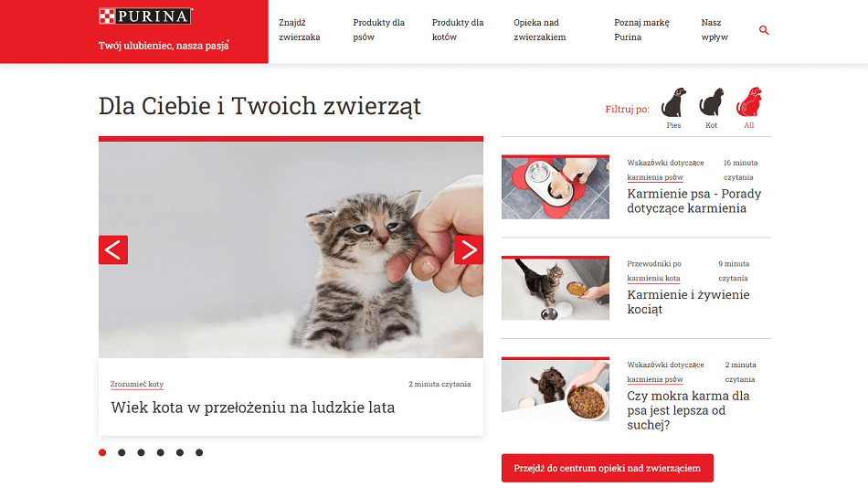 Purina's website