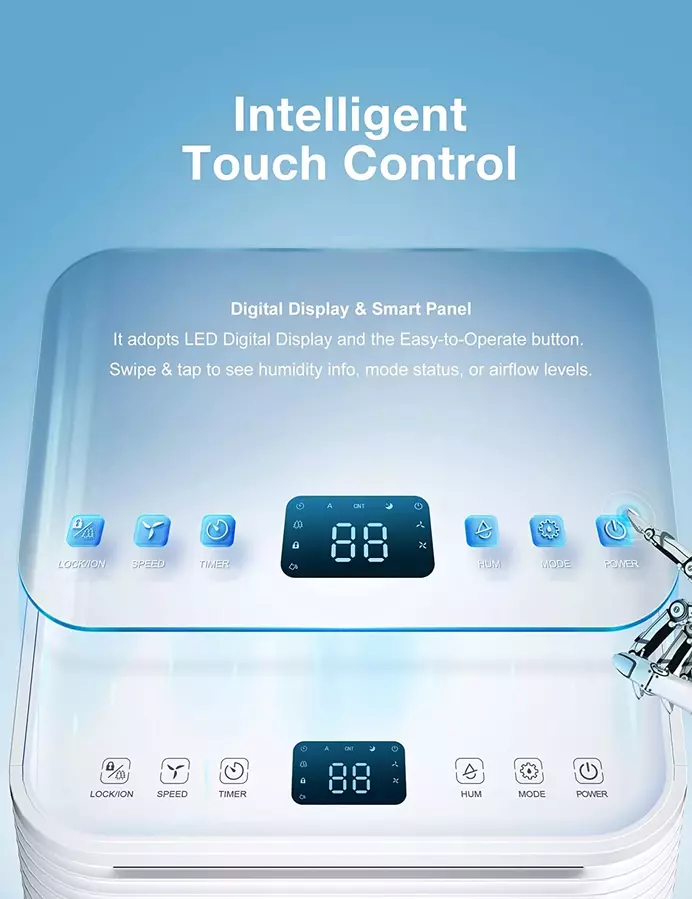 BUBLUE Dehumidifier with Auto or Manual Drainage intelligent touch control