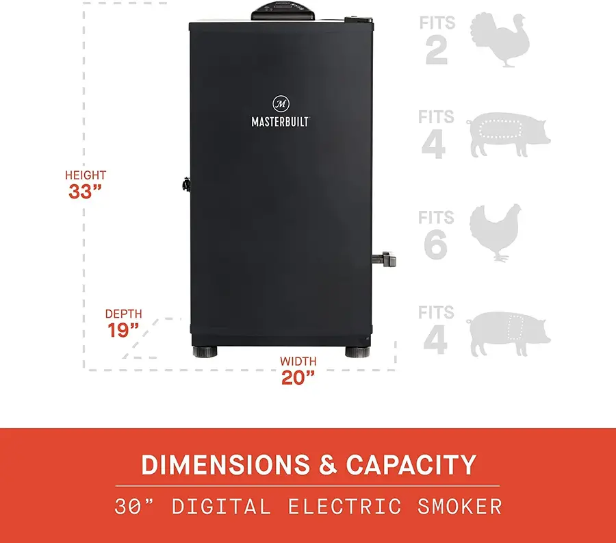 Masterbuilt MB20071117 Digital Electric Smoker dimensions