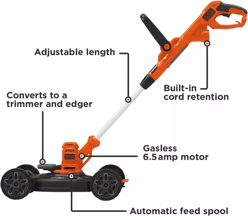 Black+Decker Electric Lawn Mower, String Trimmer, Edger functions