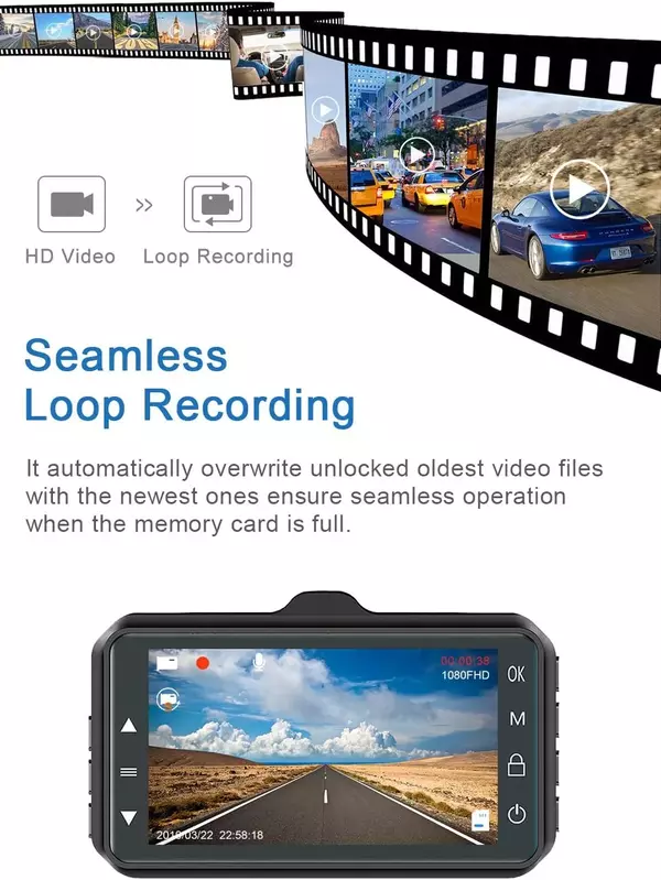 Dash Cam for Cars 1080P FHD 2022 Car Dash Camera loop recording