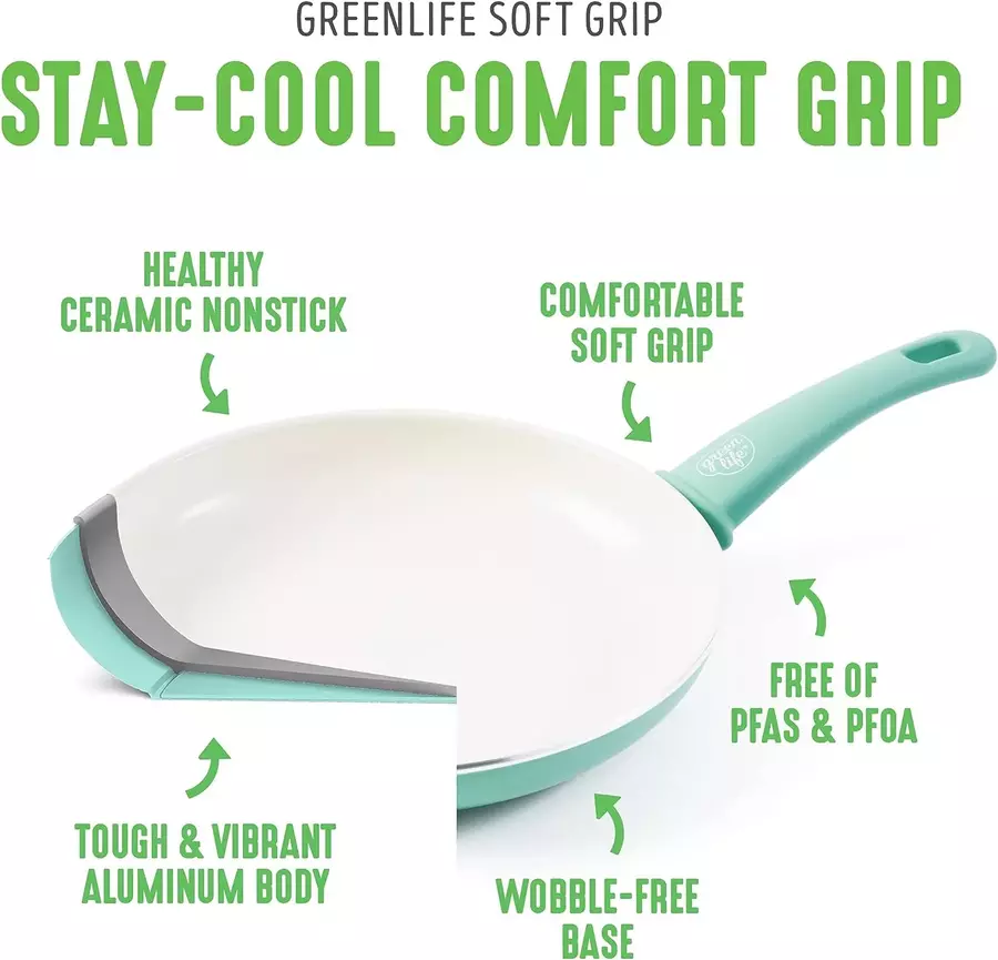 GreenLife Soft Grip Healthy Ceramic Nonstick Cookware Set comfort grip