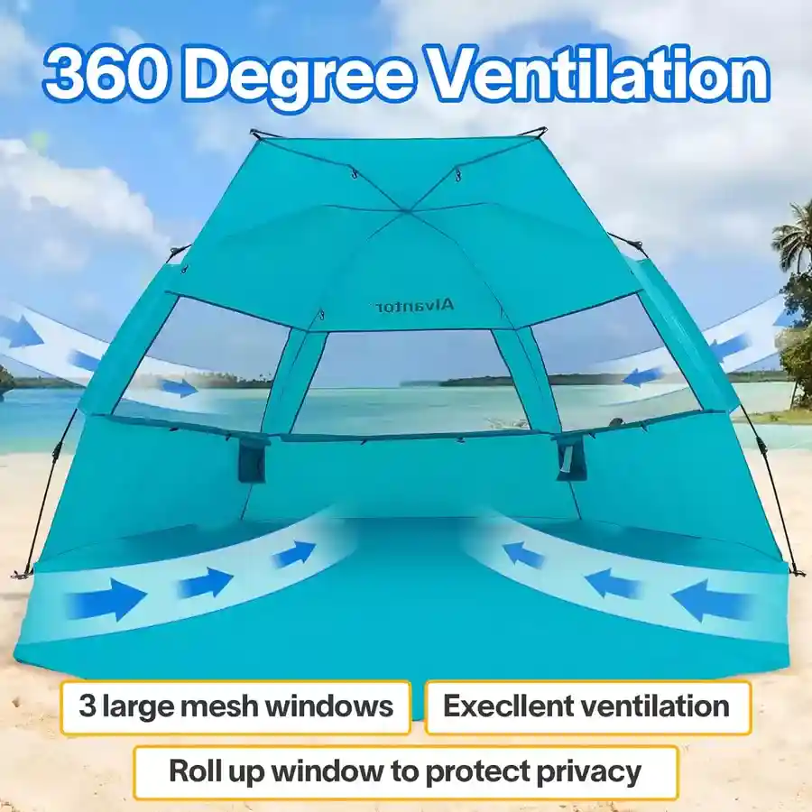 Alvantor Extra Large Beach Umbrella 360 degree ventilation