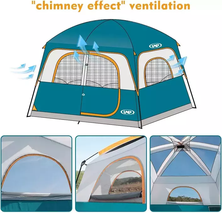 UNP Family Camping Tent chimney effect ventilation