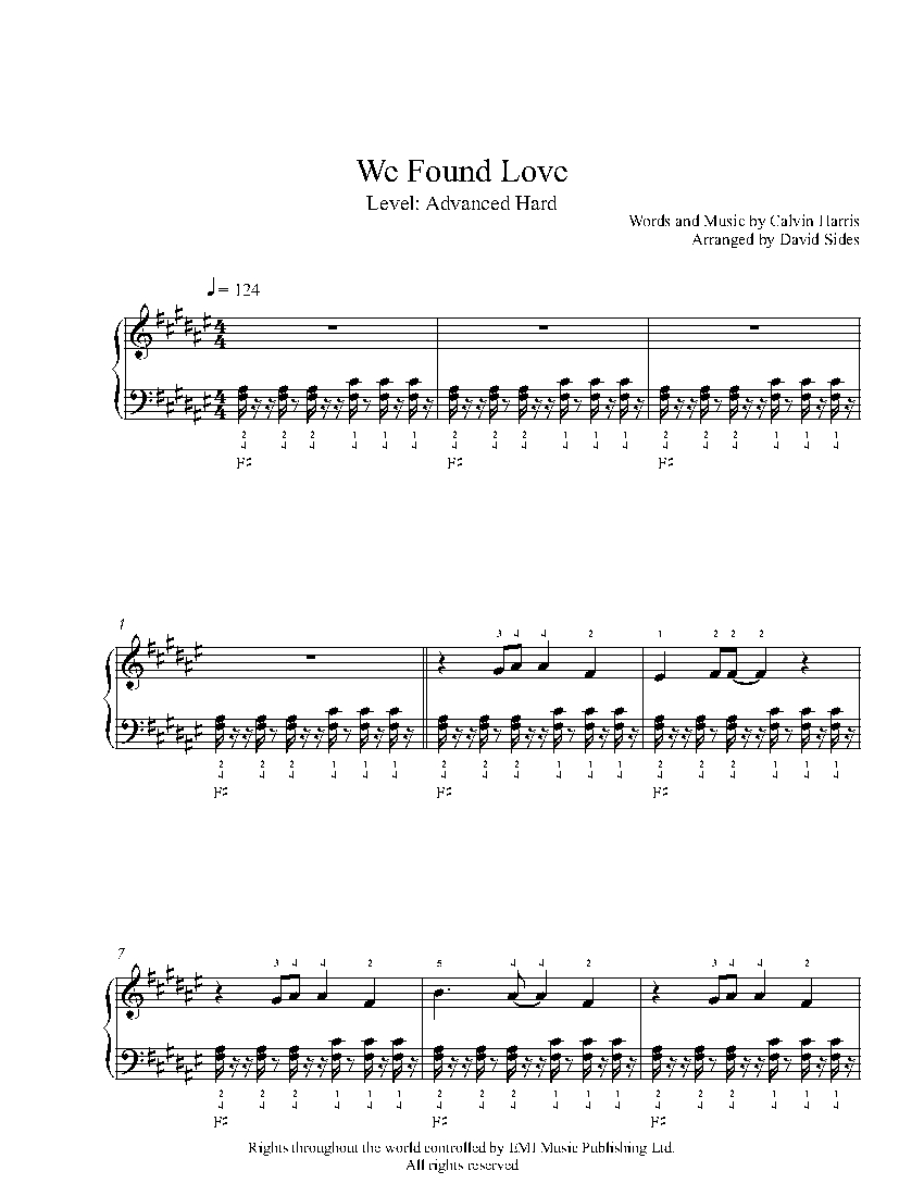 We Found Love By Rihanna Featuring Calvin Harris Piano Sheet Music Advanced Level