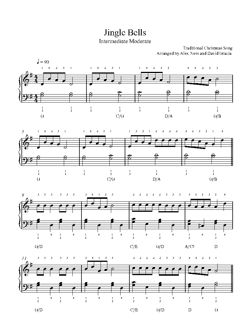Jingle Bells By Traditional Piano Sheet Music Intermediate Level