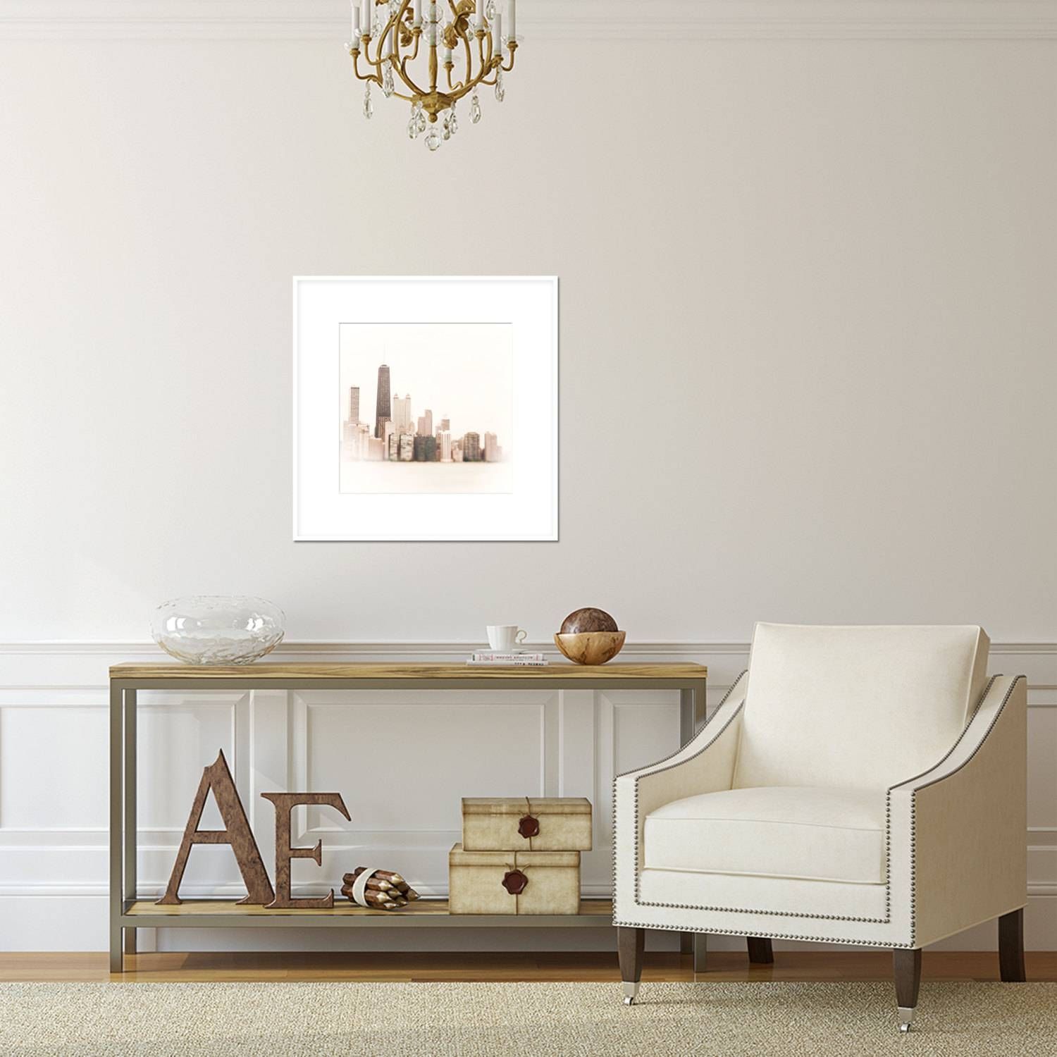 Chicago Skyline Wall Art, Photograph Chicago, White Wall Art Print Intended For Most Recently Released Neutral Wall Art (Gallery 6 of 15)