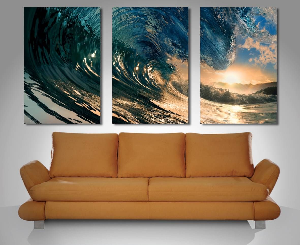 Crystal Wave Triptych 3 Panel Wall Art For Best And Newest Three Panel Wall Art (Gallery 1 of 20)