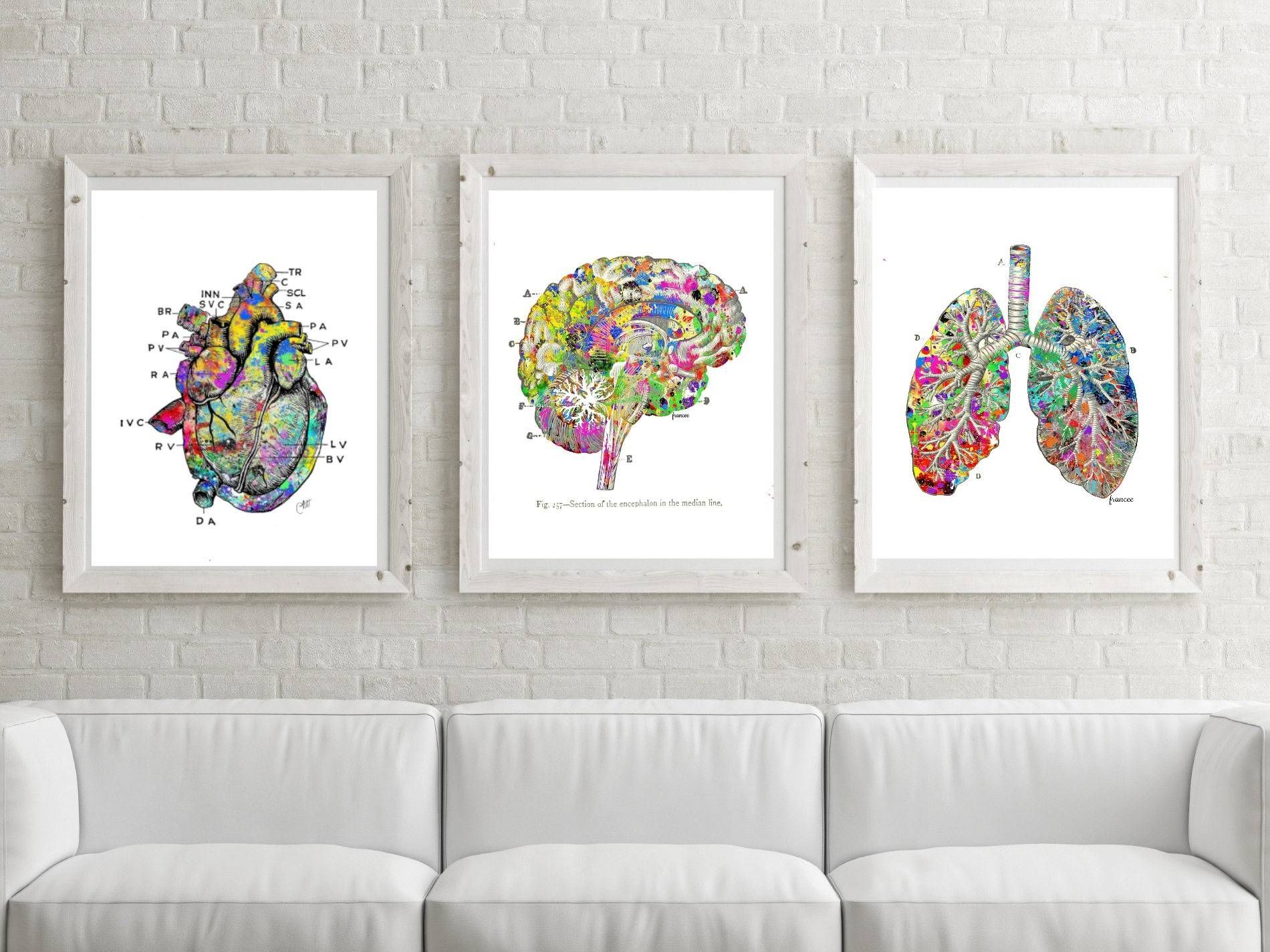 Doctor Gift Idea Medical Printable Lung Art Heart Print Inside Recent Medical Wall Art (Gallery 18 of 20)