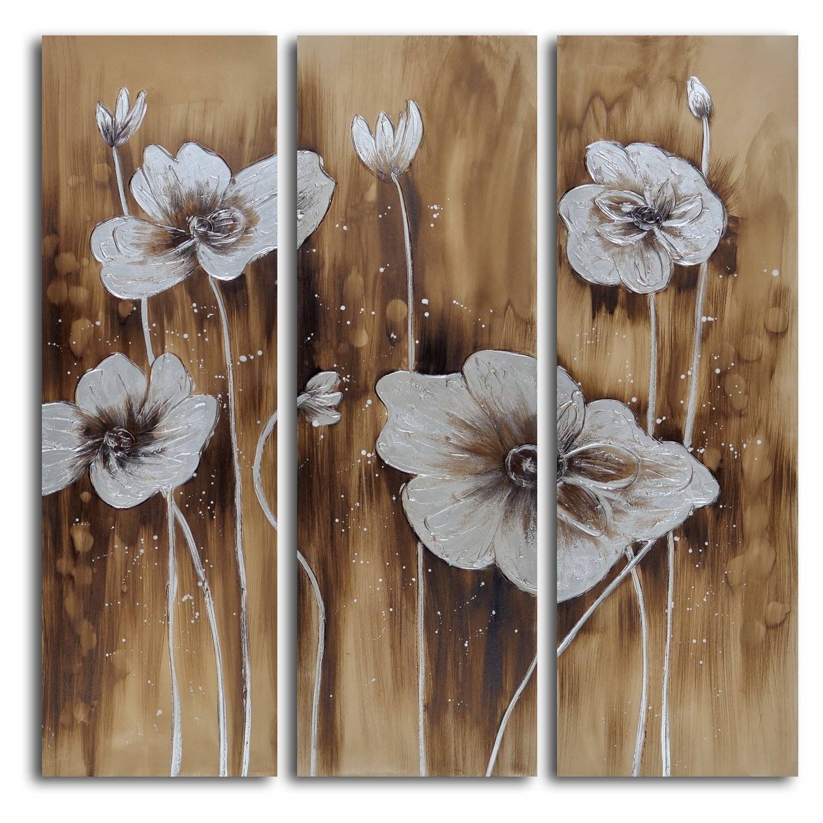 Muddied Floral March 3 Piece Canvas Wall Art Set | Hayneedle Throughout Best And Newest Floral Wall Art Canvas (Gallery 15 of 20)