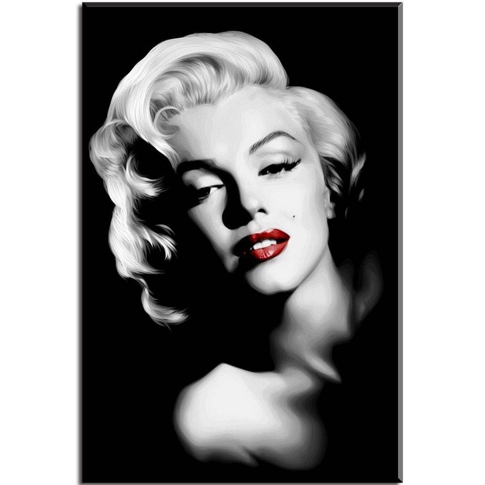Piy Red Lips Marilyn Monroe Wall Art With Frame, Canvas Prints Pertaining To 2018 Marilyn Monroe Black And White Wall Art (Gallery 1 of 15)