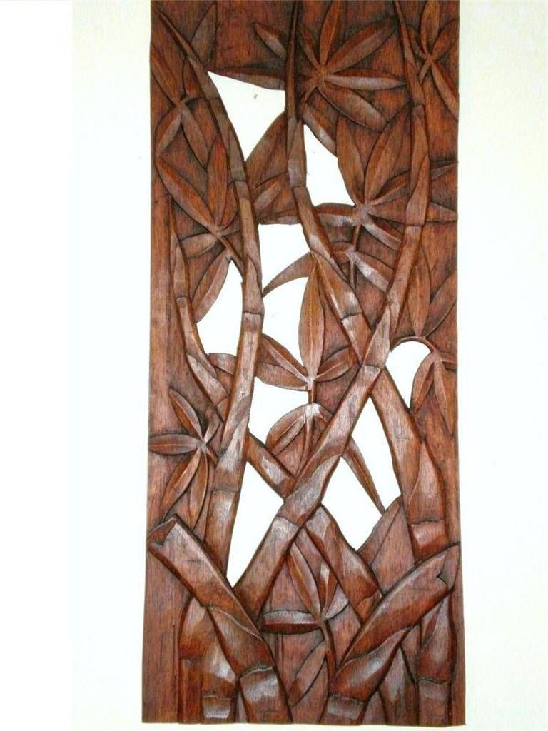 Wall Art Designs: Wood Carved Wall Art Bali Bamboo Leaves Wall Art For Newest Wood Carved Wall Art Panels (Gallery 16 of 25)