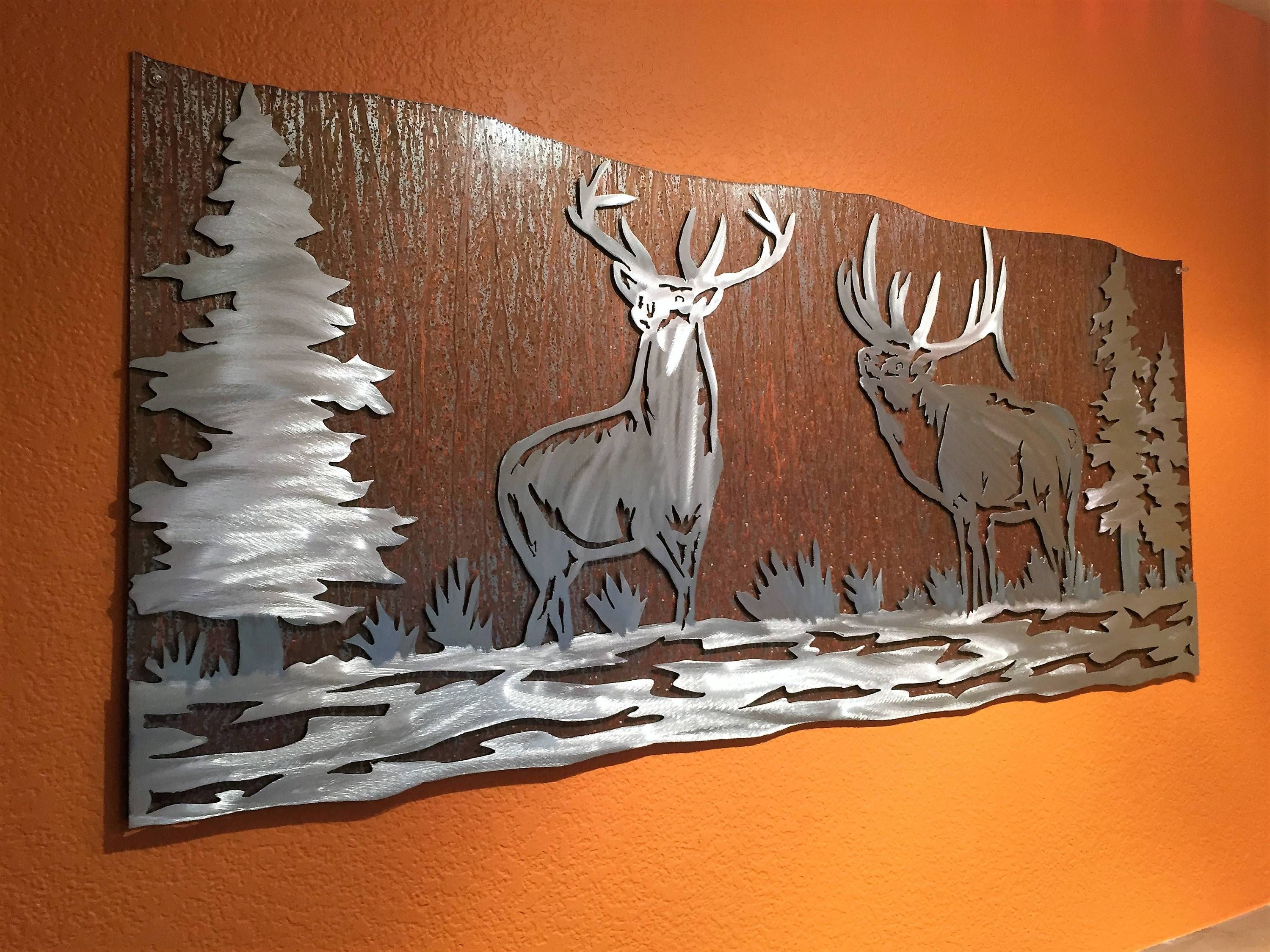 Elk Artwork. Metal Wall Art, Nature Scene, Wildlife, Forest, Bear With Most Current Elk Metal Wall Art (Gallery 14 of 20)