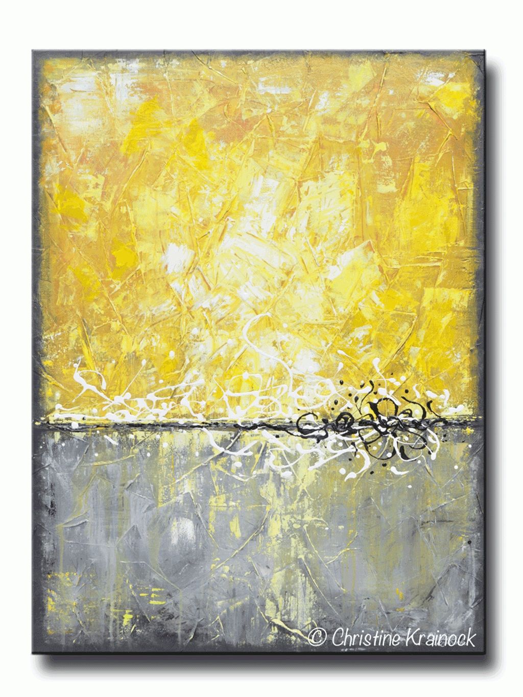 Giclee Print Art Yellow Grey Abstract Painting Canvas Prints Regarding 2018 Large Abstract Canvas Wall Art (Gallery 16 of 20)