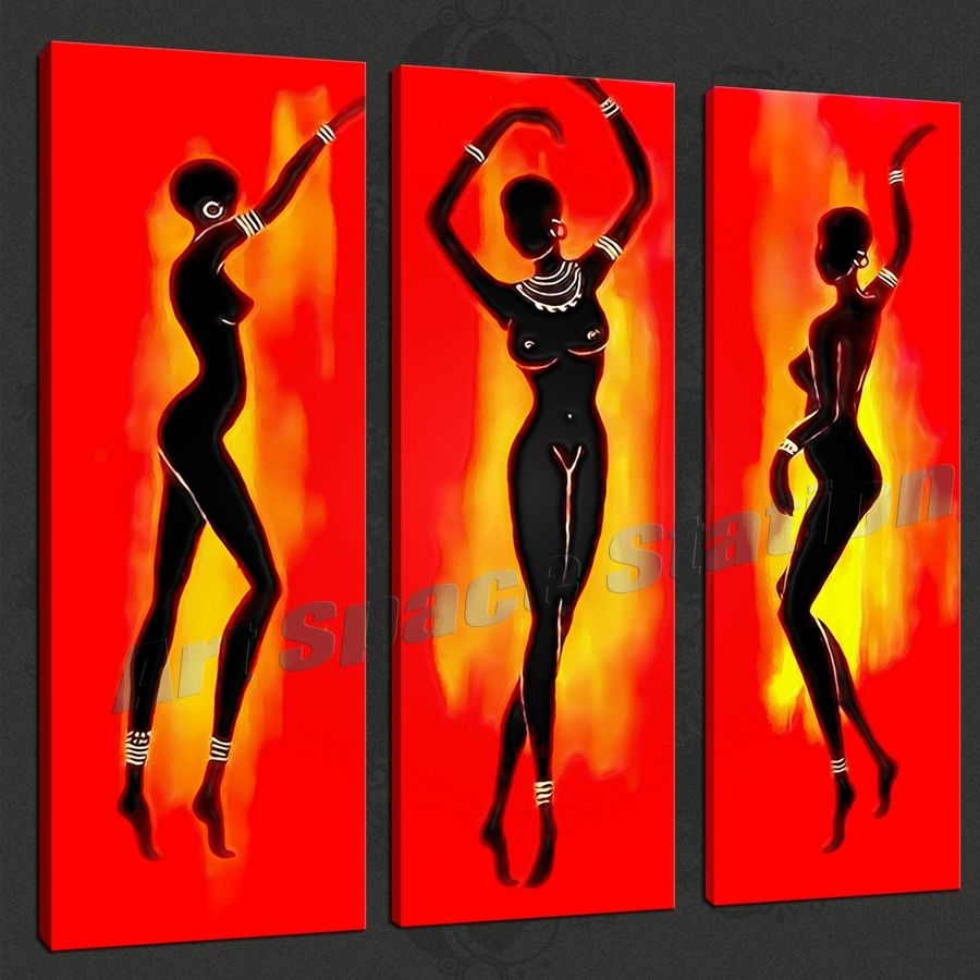 Large Wall Art Abstract Modern Black African Dancer 3 Panels Hand Throughout Most Popular Abstract African Wall Art (Gallery 1 of 20)