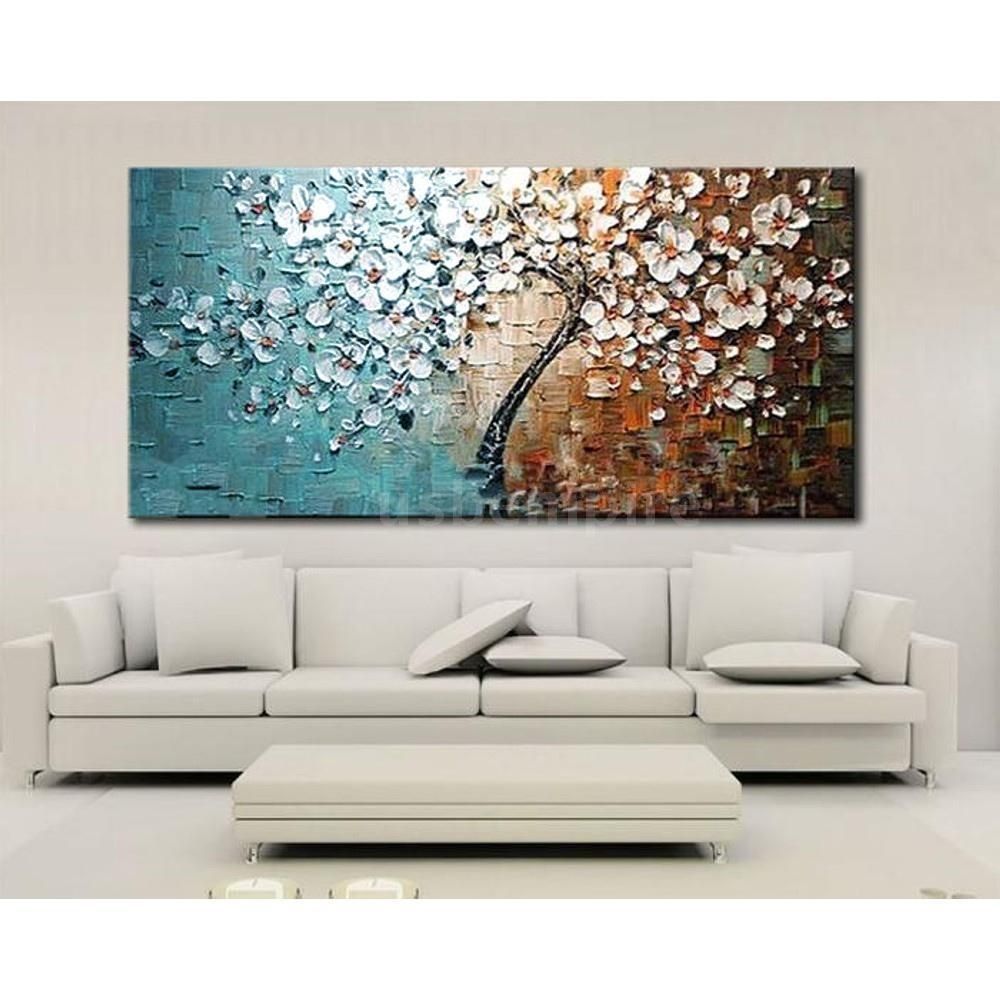 Modern Abstract Art Oil Painting On Canvas Wall Decor Flower Tree Pertaining To Most Current Cherry Blossom Oil Painting Modern Abstract Wall Art (Gallery 20 of 20)