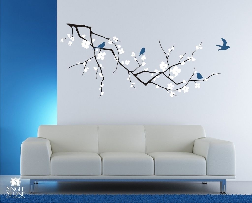 Decorations Excellent Cherry Blossom Branch Wall Decal For With With Most Popular Vinyl Stickers Wall Accents (Gallery 1 of 15)