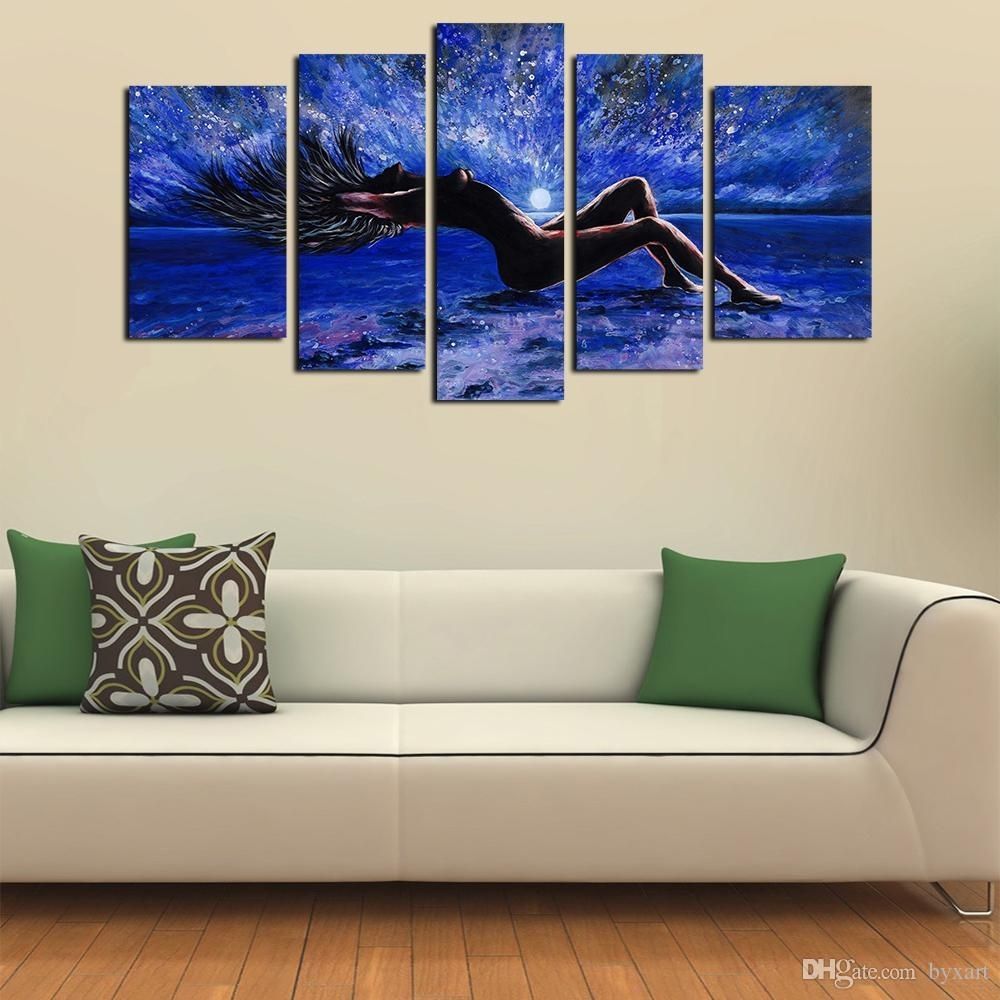 2018 5 Panels Sexy Girl Abstract Canvas Wall Art Women Naked Figure Inside Most Recent Wall Canvas Art (Gallery 11 of 15)