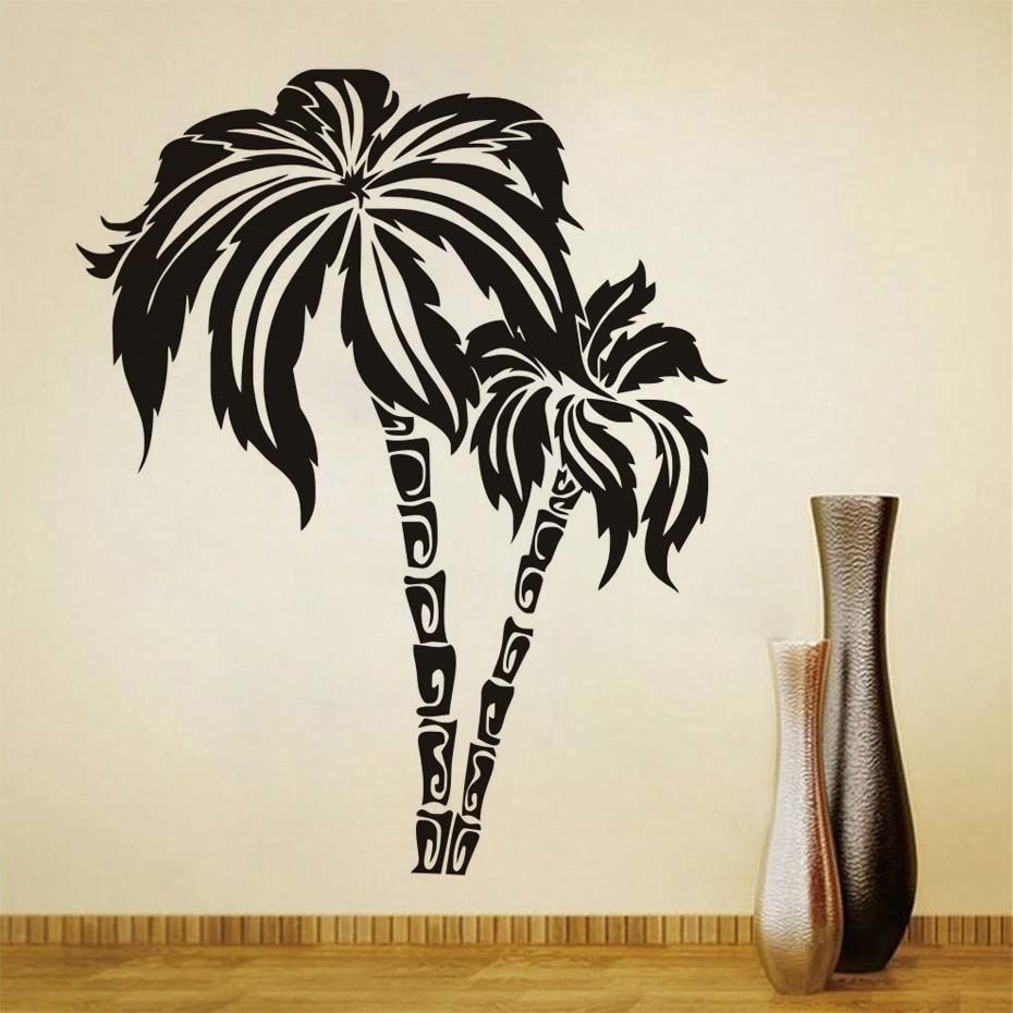Dctop Green Palm Tree Wall Stickers For Living Room Waterproof Wall With Regard To Best And Newest Palm Tree Wall Art (Gallery 13 of 20)
