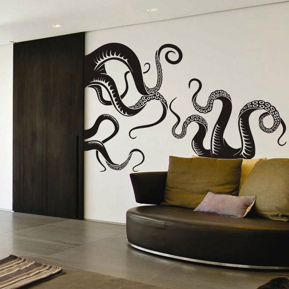 Large Size Octopus Tentacles Vinyl Wall Art Sea Monster Kraken Squid Intended For Latest Octopus Wall Art (Gallery 1 of 20)