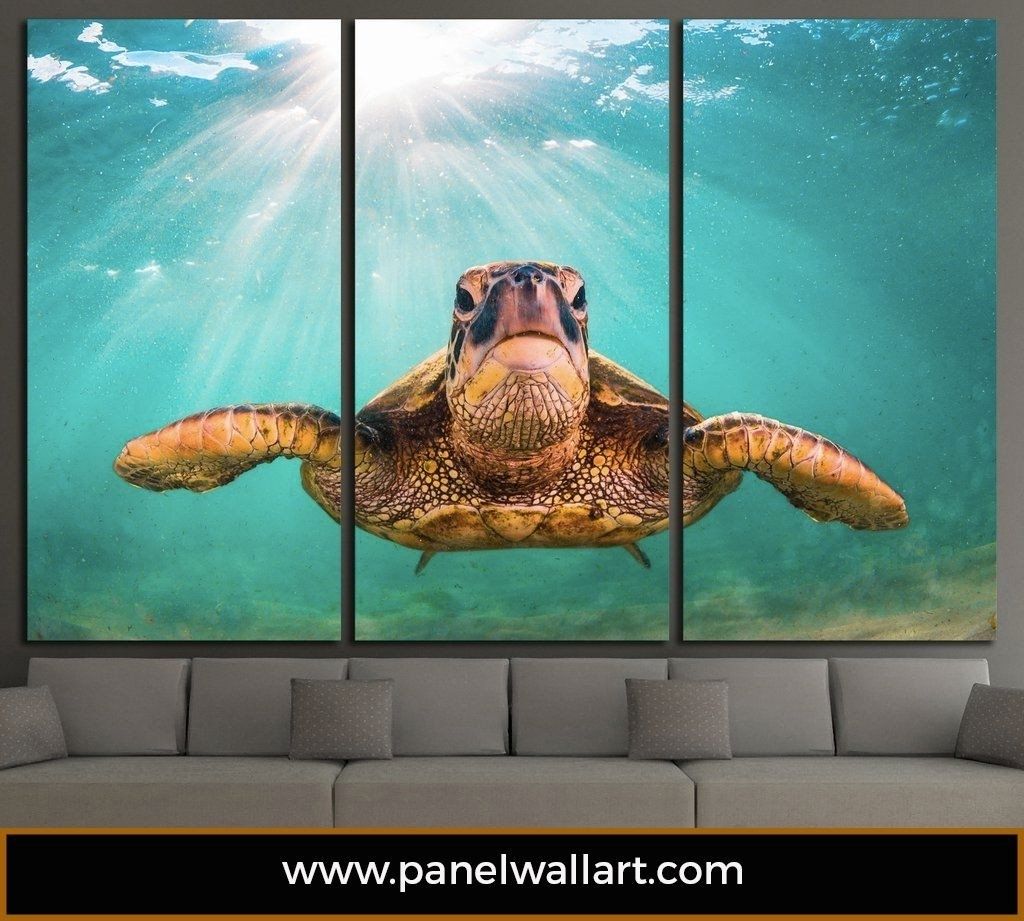 Sea Turtle | Ocean Creatures Multi Panel Canvas | Panel Wallart Regarding Most Recently Released Sea Turtle Canvas Wall Art (Gallery 5 of 20)