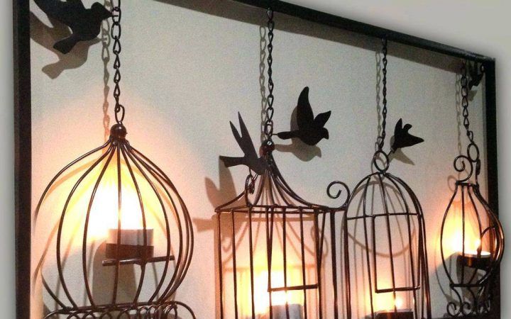 Metal Wall Art with Candle Holders