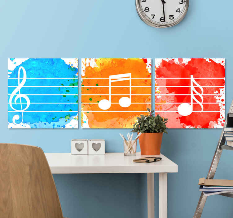 Triptico Musica Music Canvas Wall Art Tenstickers