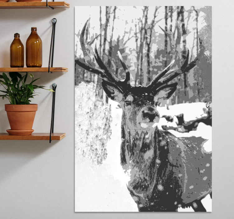Gray Deer Traces Of Paint Stag Canvas Prints Tenstickers