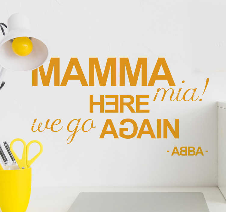 Adesivo Murale Camera Ragazzi Abba Mamma Mia Ci Risiamo Tenstickers