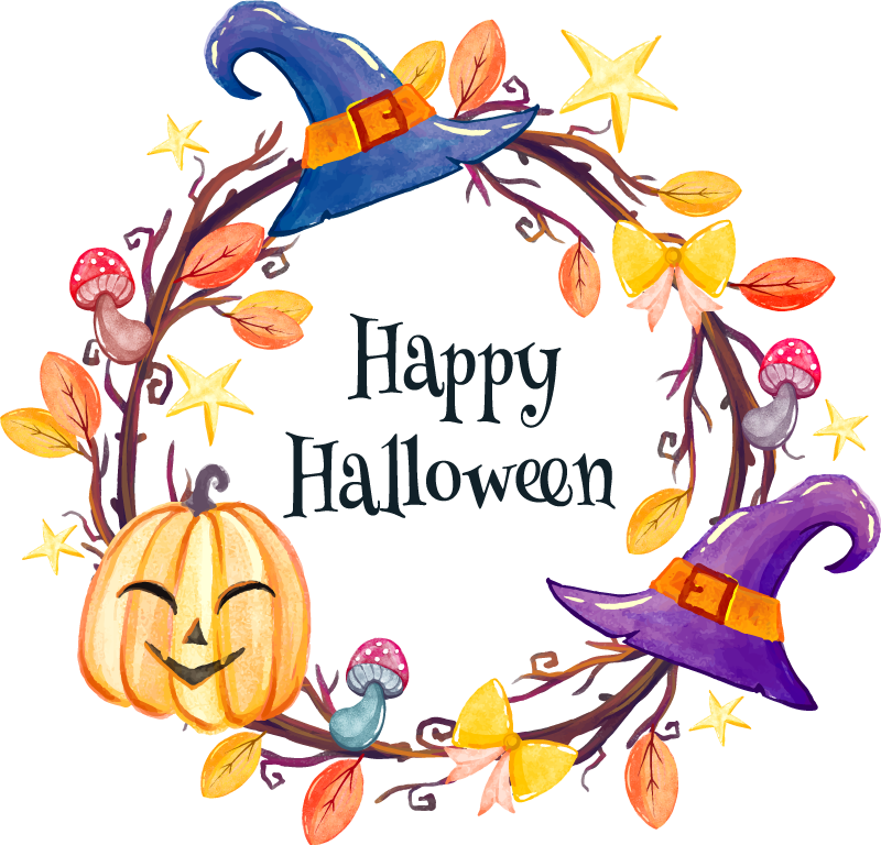 Happy Halloween Frame Halloween Wall Sticker Tenstickers