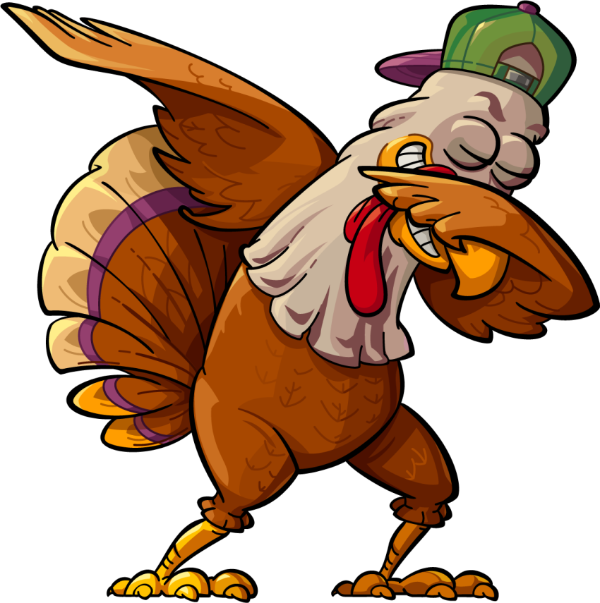 Dabbing Cartoon Turkey Kids Shirt Tenstickers