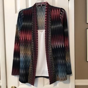 Crece multi colored zigzag open shrug sweater