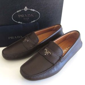 PRADA logo pebbled driving loafers  6.5 / 7.5 US