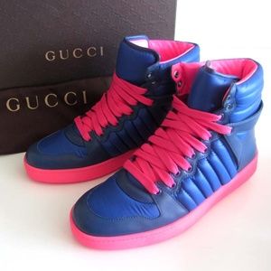 GUCCI logo pink/blue high-top sneakers 9 G /10 US