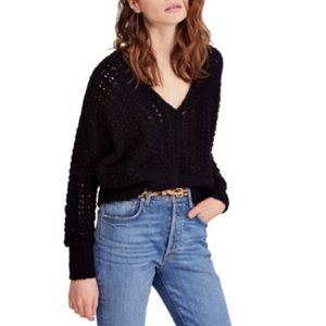 FREE PEOPLE Best Of You Crochet Sweater NWT XS Blk