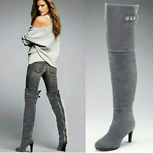 Kelsi Dagger Grey Suede OTK Thigh-High Boots Sz 6