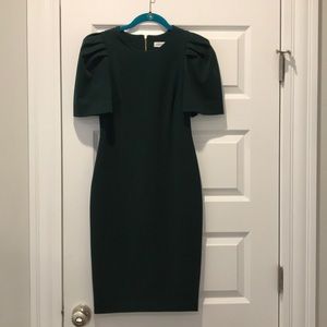 NWOT Calvin Klein Puff Sleeve Dress Hunter Green