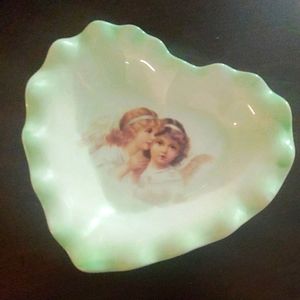 VINTAGE | Angel Cherub Heart Shaped Jewelry Dish