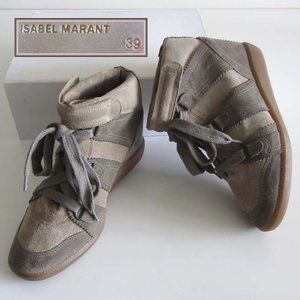 ISABEL MARANT taupe high-top wedge sneakers 39 / 9