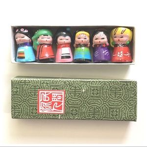 Chinese miniature clay folk dolls - set of six