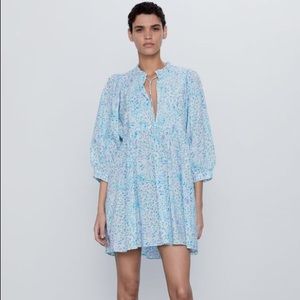 ZARA Floral Printed Poplin Dress Small