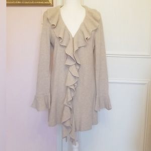 LORD & TAYLOR ruffle cashmere cardigan