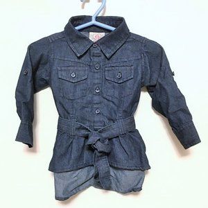 Real Love dark denim button up with belt 12M