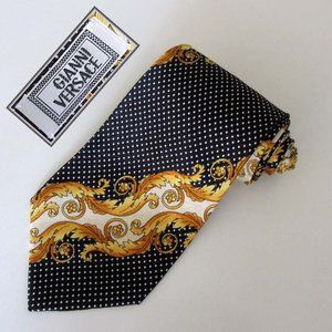 VERSACE Baroque Polka Dot neck tie Spain 100% silk