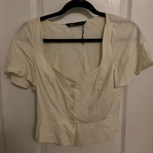 Zara button up flutter short sleeve top, size small