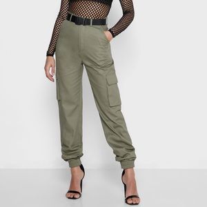 Misguided cargo pants in Khaki green, size US 4/UK8