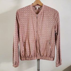 ZARA TRF  Perforated Suede Bomber Jacket