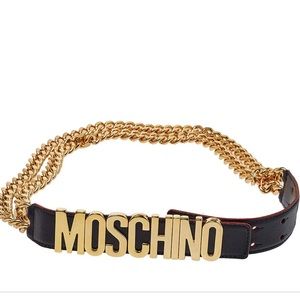 Moschino double chain gold/leather belt. Size 38