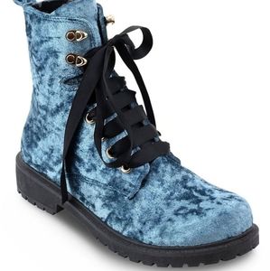 Blue Velvet Hightop Combat Boot