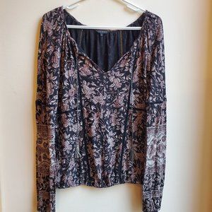 Lucky Brand Pink/Black Floral Tunic Size Small